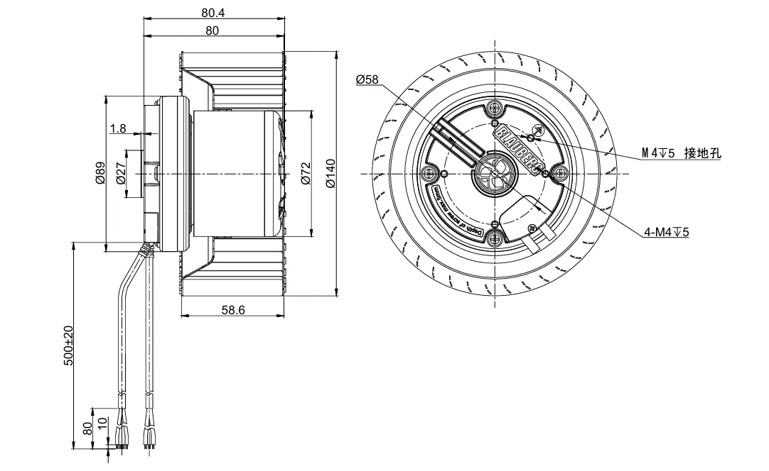 product-1-1 BL-F160B-EC-01 Overall Dimensions